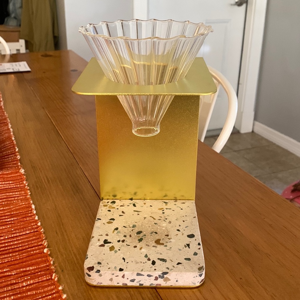 World Market terrazzo and glass coffee pour over